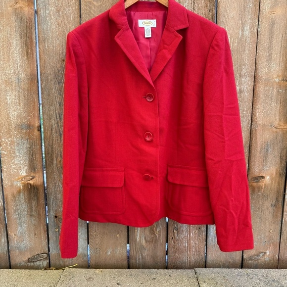 Talbots Jackets & Blazers - TALBOTS Women's Red Lined Wool Blazer Jacket Coat Buttons Size 14
